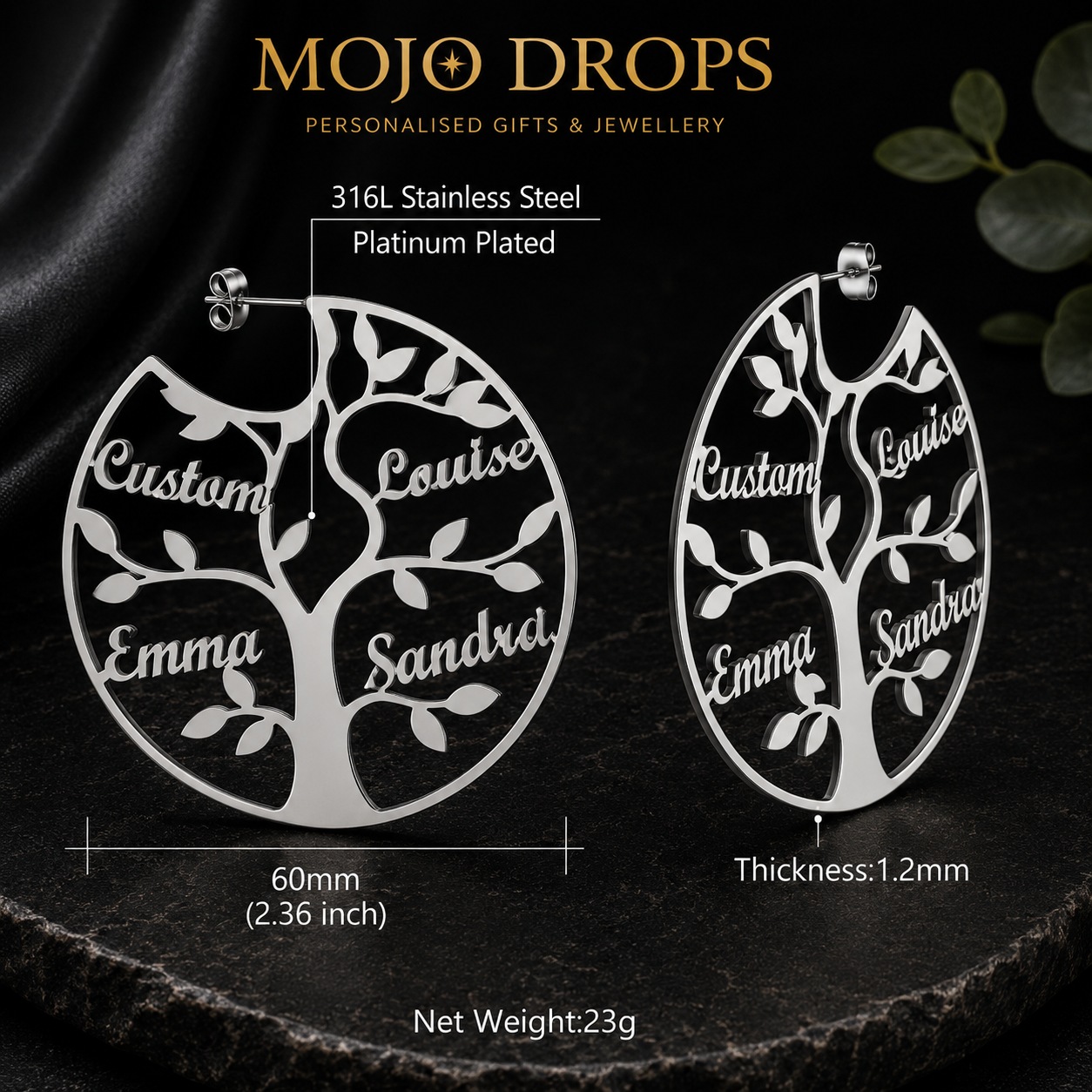 ED0646 Tree Circle Earrings