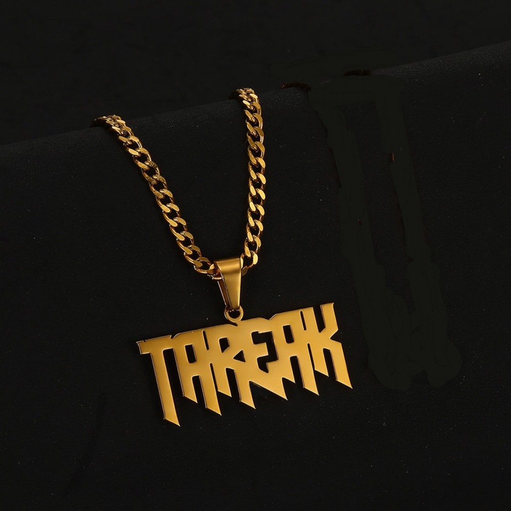 Necklace Personalized for Men, Womens Custom Name Plate Chain, Stainless Steel