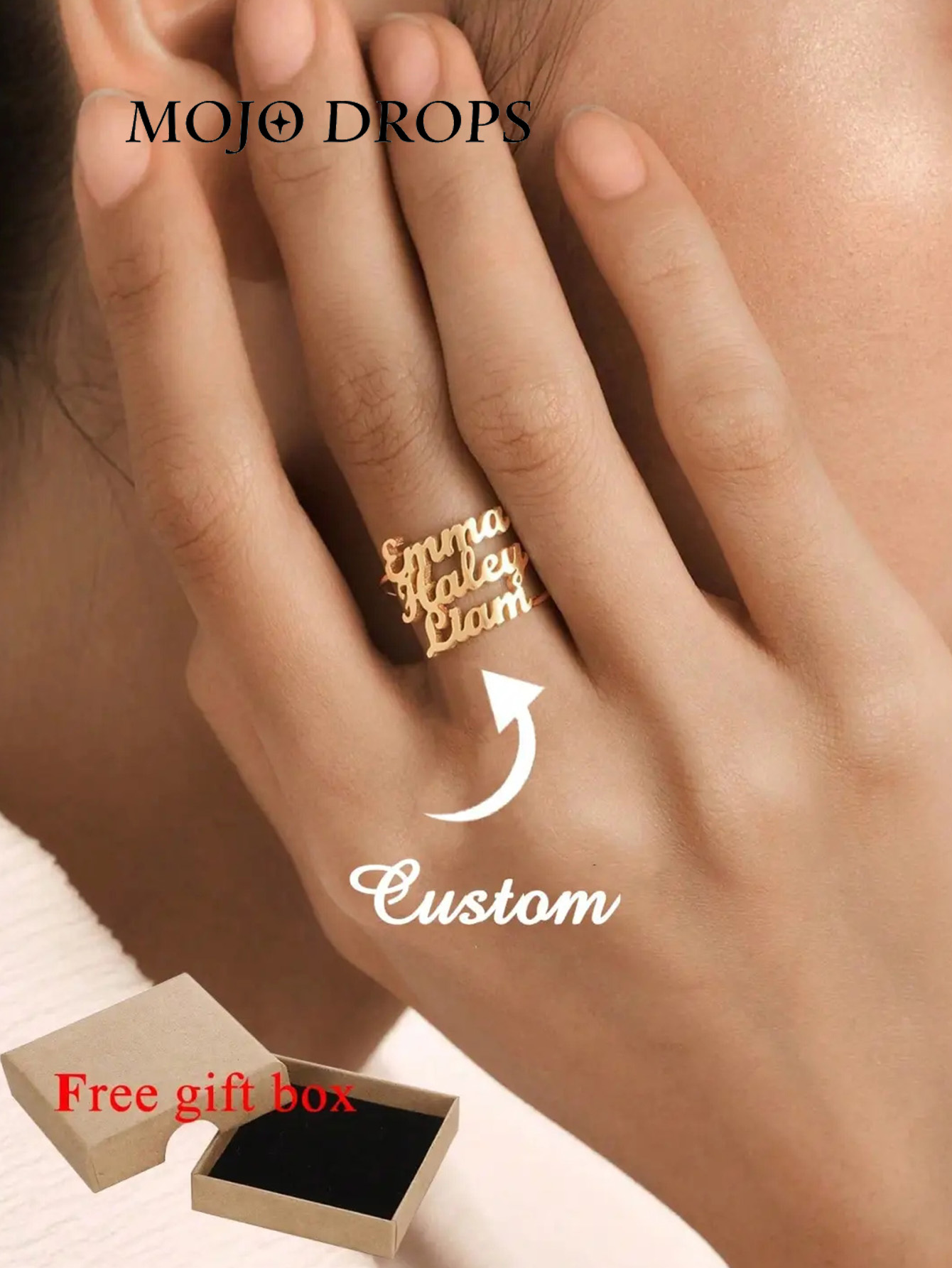 MOJO DROPS Exquisite Custom Multi-Name Ring
