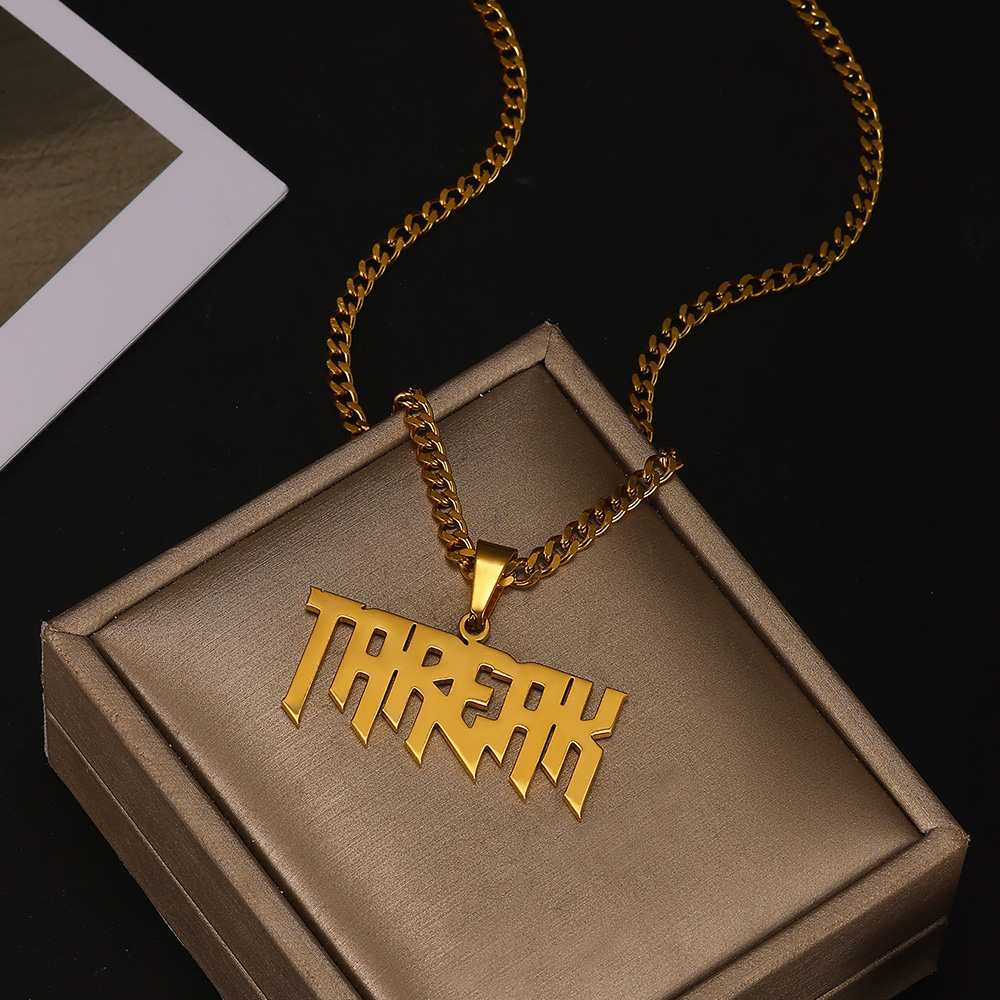 Necklace Personalized for Men, Womens Custom Name Plate Chain, Stainless Steel