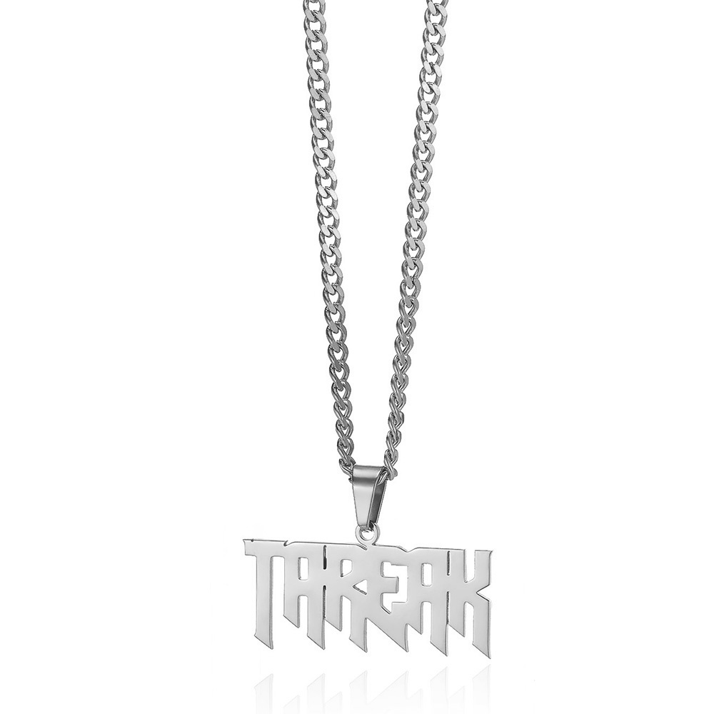 Necklace Personalized for Men, Womens Custom Name Plate Chain, Stainless Steel
