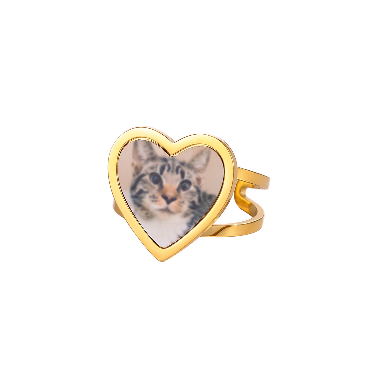 Personalized Photo Rings for Women - Custom Made Dainty Heart-Shaped