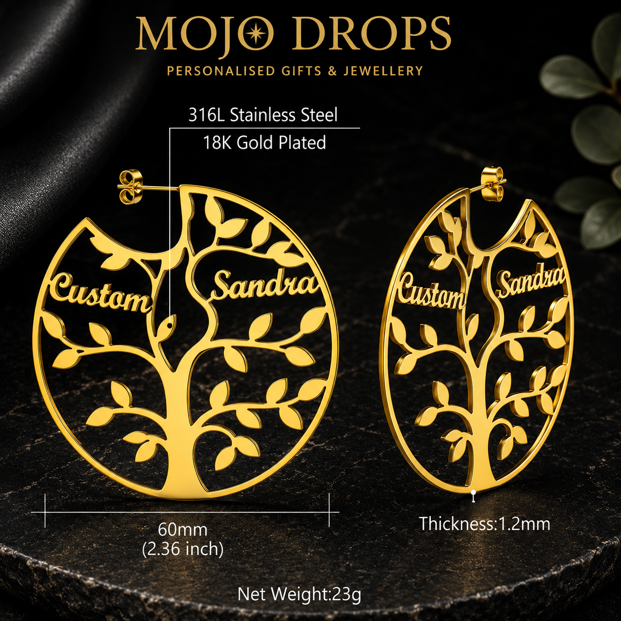 ED0646 Tree Circle Earrings