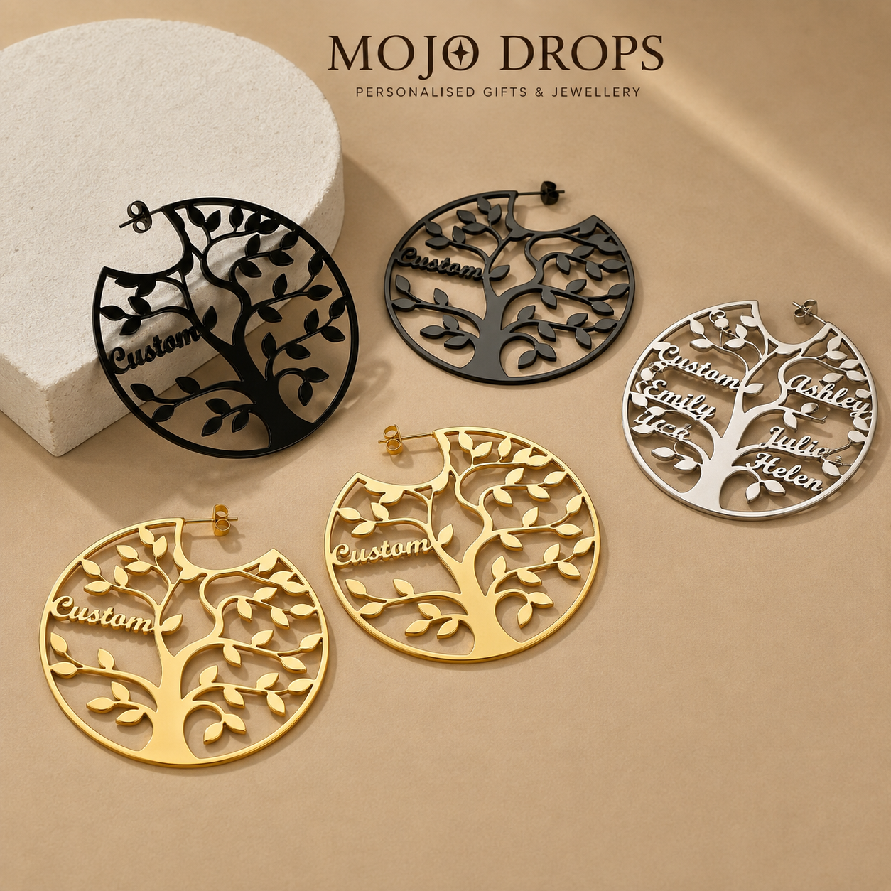 ED0646 Tree Circle Earrings