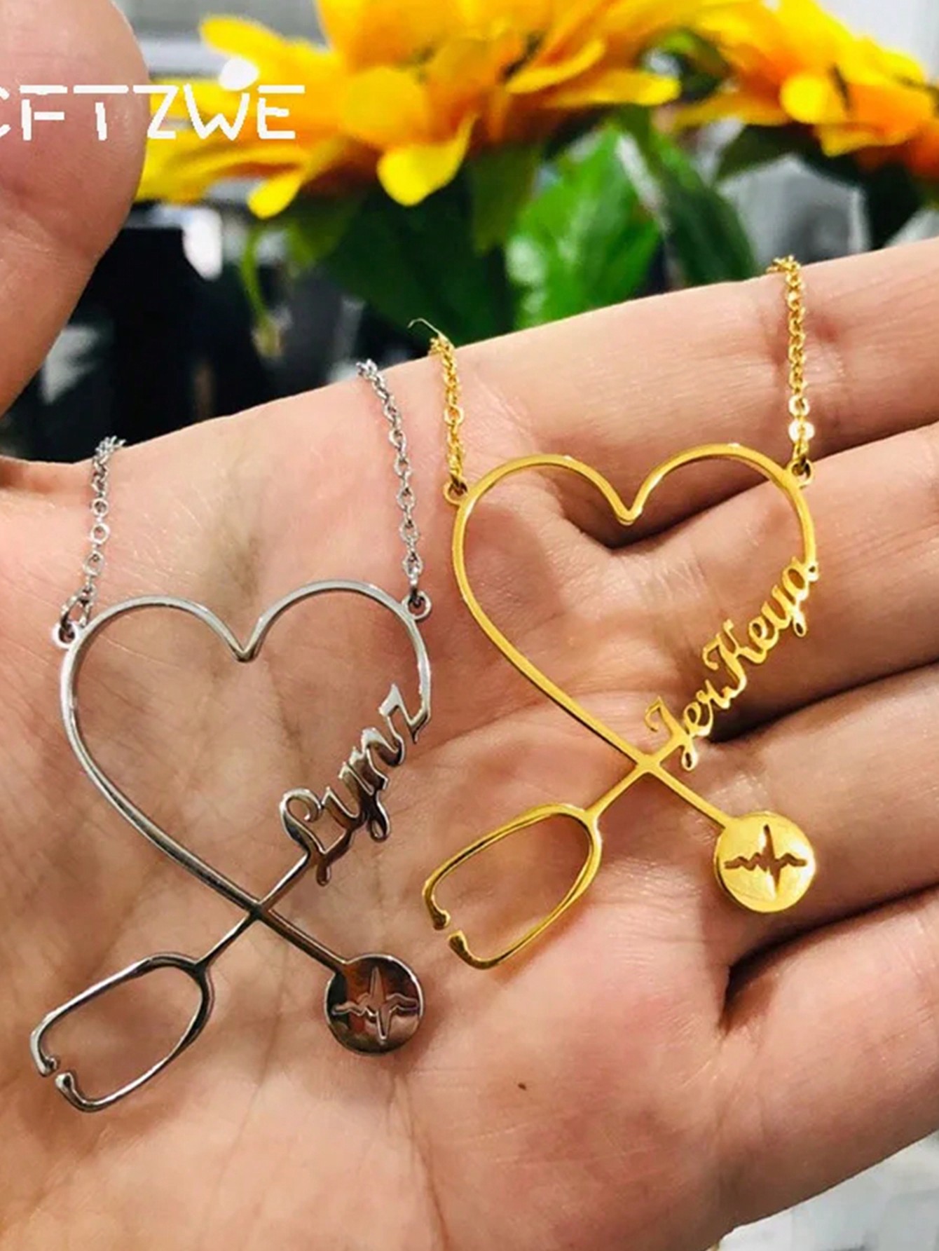 1 Piece Custom Heart Stethoscope Name Necklace, specially designed for female medical workers, personalized custom doctor name badge brooch, unique nurse necklace, stainless steel jewelry, doctor identity emblem, gift for medical staff