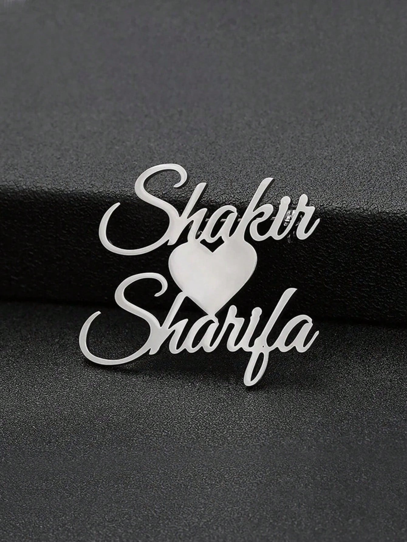 Heartlinked Couple Name Brooch