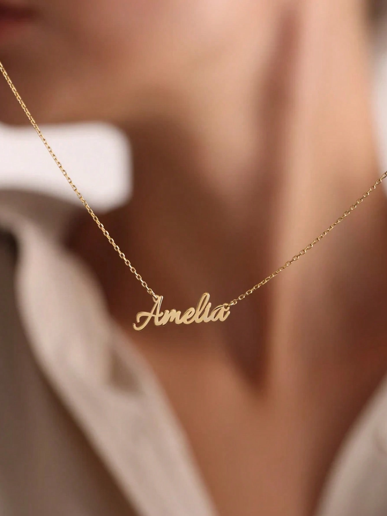 MOJO DROPS 1 Piece Personalized Name Pendant Necklace, delicate nameplate pendant, stainless steel adjustable chain necklace, custom jewelry accessory, Christmas gift.