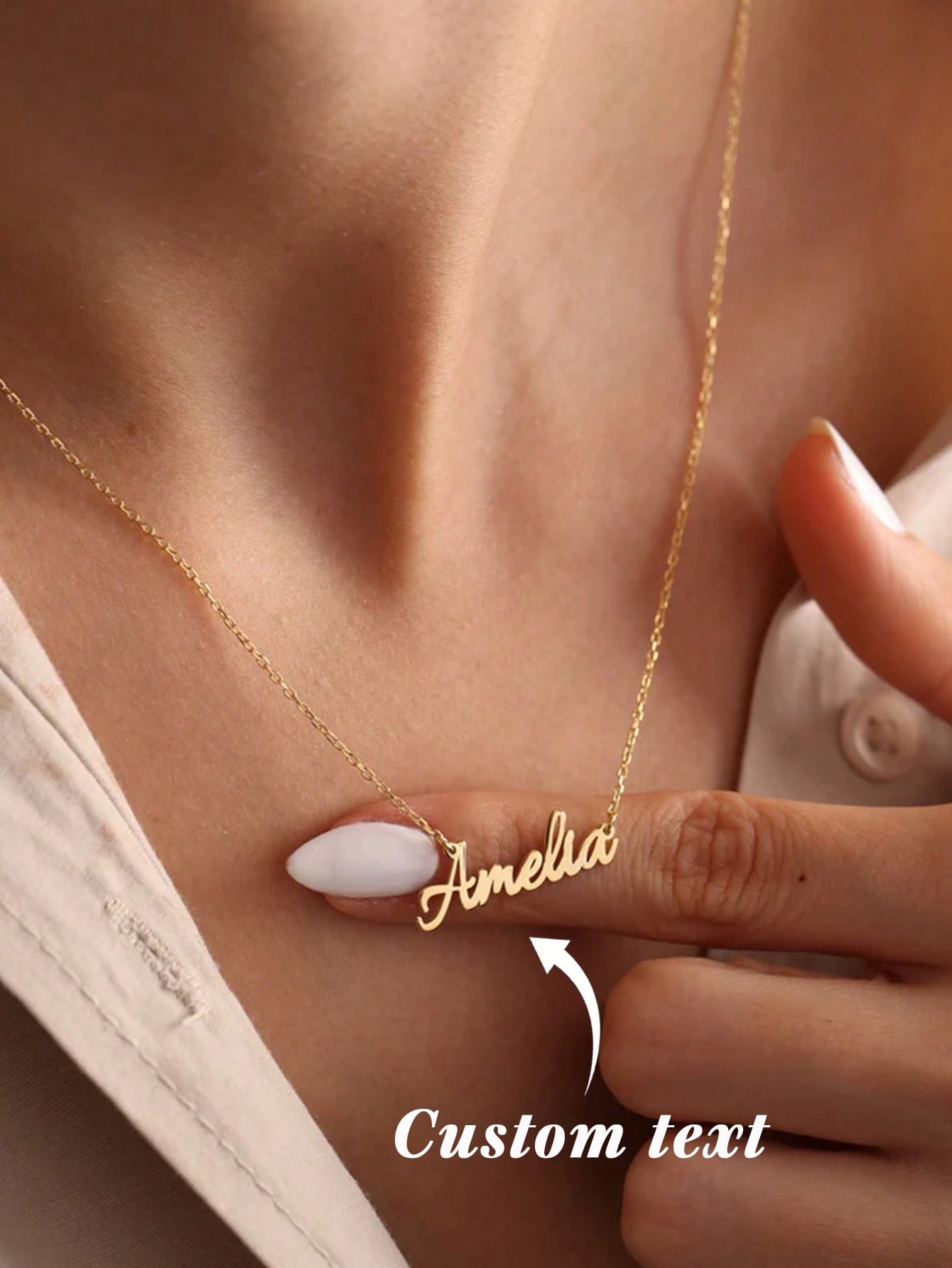 MOJO DROPS 1 Piece Personalized Name Pendant Necklace, delicate nameplate pendant, stainless steel adjustable chain necklace, custom jewelry accessory, Christmas gift.