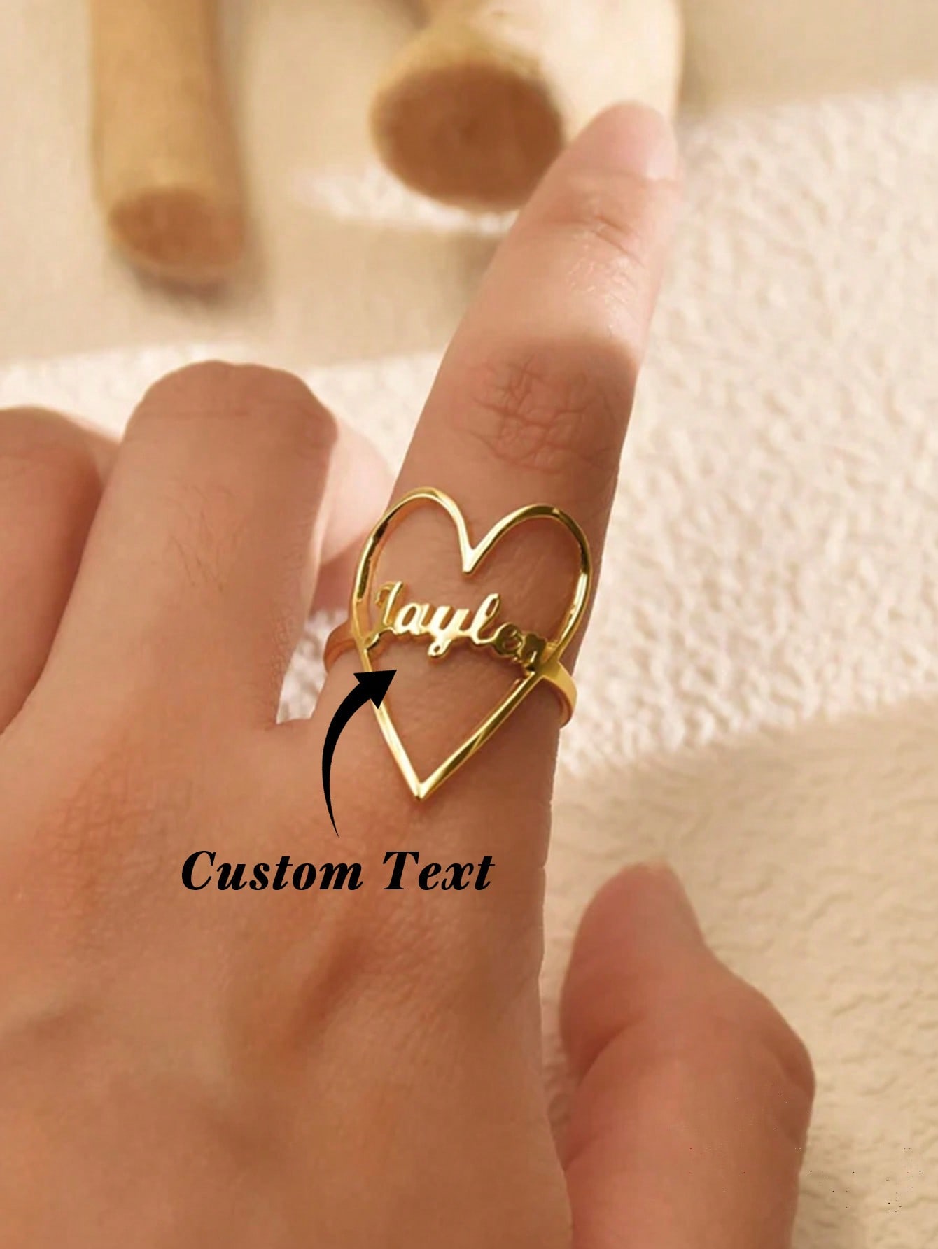 1 pc Personalized Heart Name Ring, Custom Name Ring, Heart Ring, Engagement & Wedding Fashion Jewelry Accessories, Valentine's Day Gift