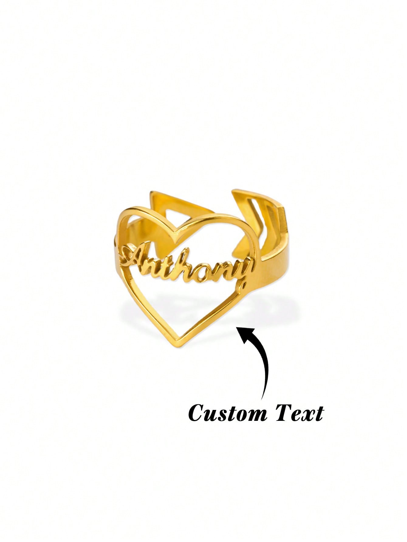 1 pc Personalized Heart Name Ring, Custom Name Ring, Heart Ring, Engagement & Wedding Fashion Jewelry Accessories, Valentine's Day Gift