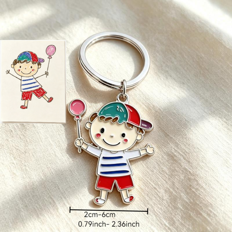 Custom cartoon‑style hand‑painted keychain with colorful designs