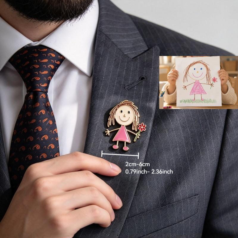 Personalized custom minimalist painted‑pattern badge pin brooch