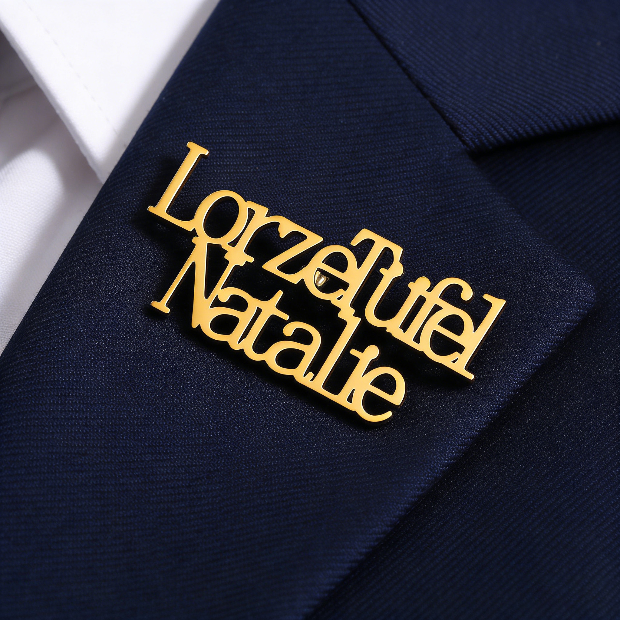 Custom Name Pin Personalized Brooch Pins for Women Men Stainless Steel Name Tag with Letters/Initials 