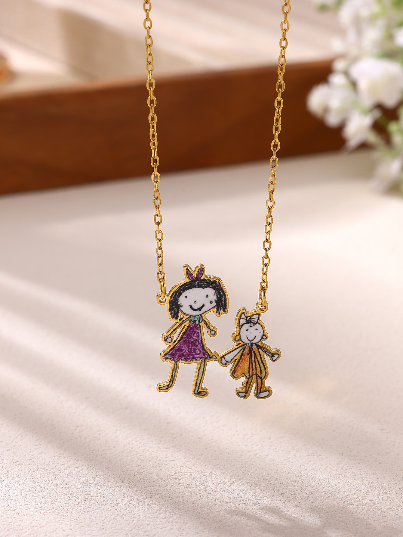 Custom Siblings Drawing Necklace