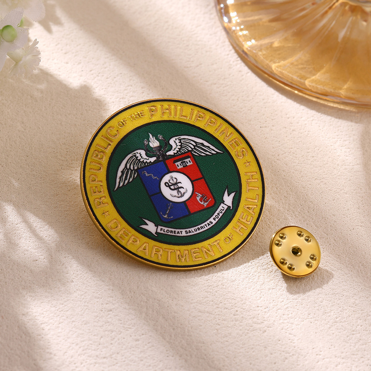 Republic of the Philippines Department of Health Emblem Lapel Pin