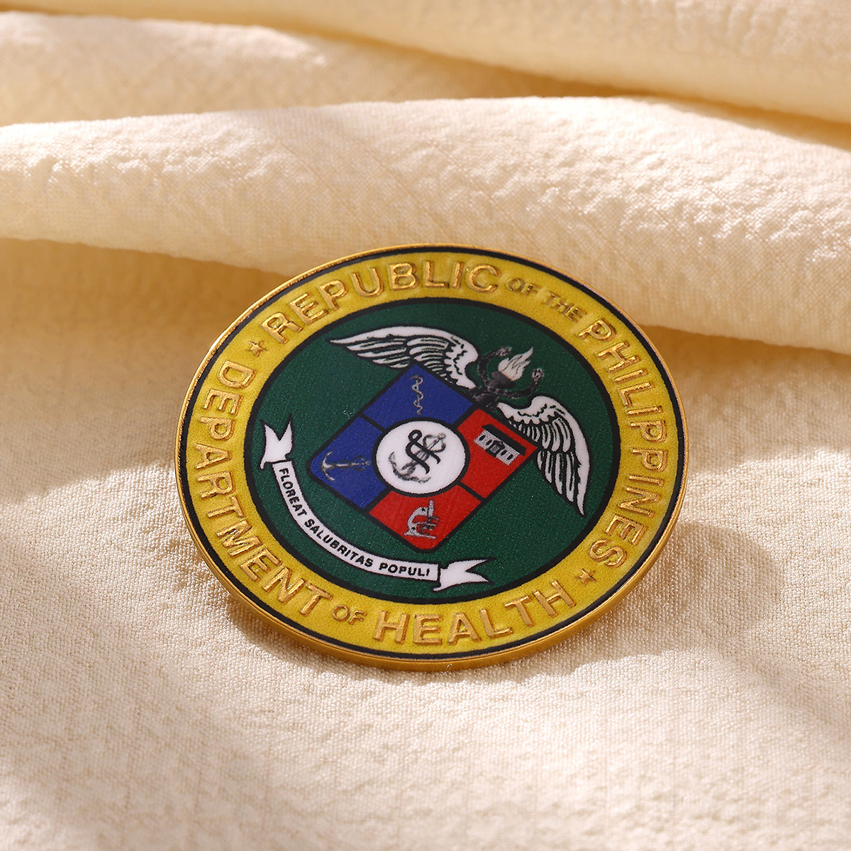 Republic of the Philippines Department of Health Emblem Lapel Pin