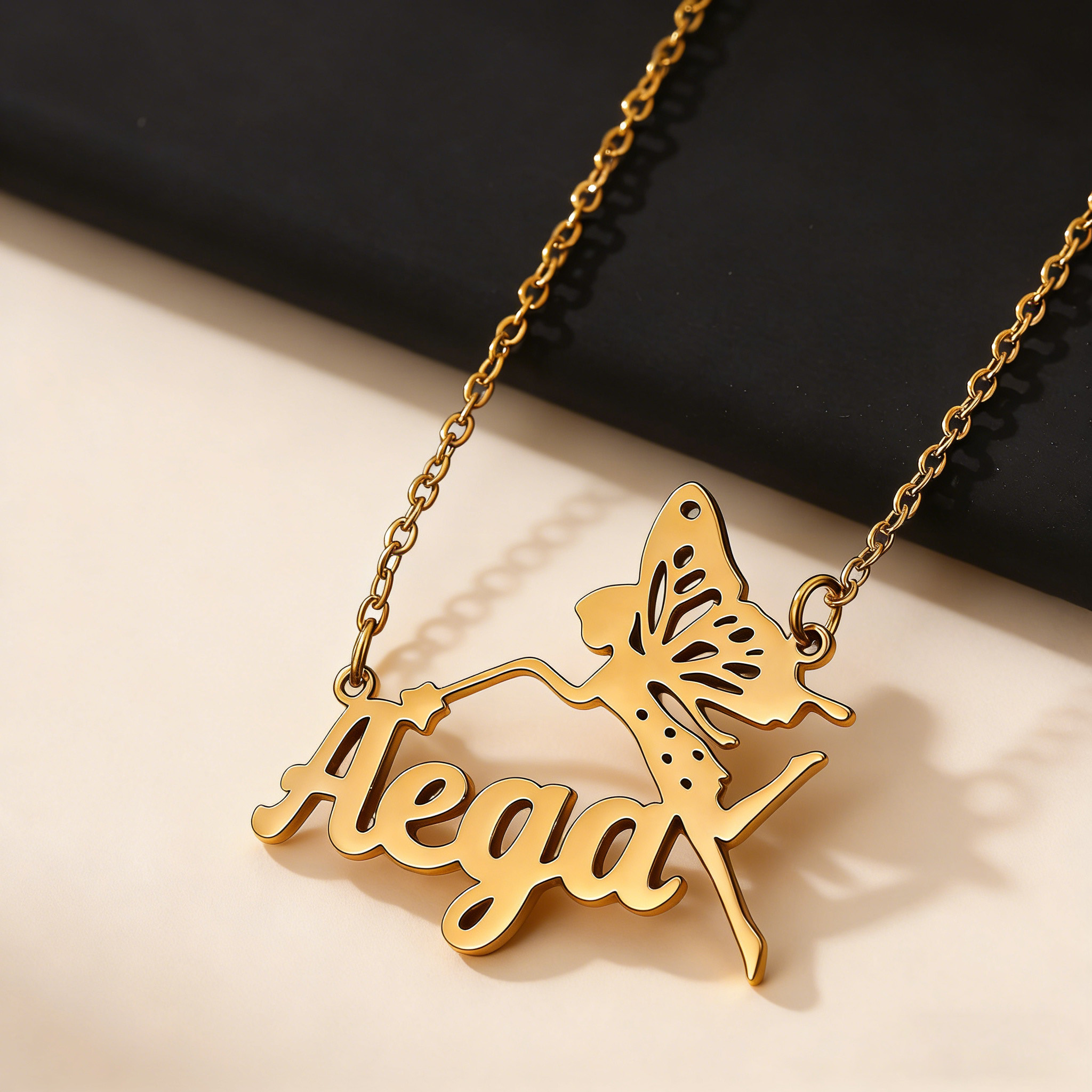 Personalized Name Necklace Customizable 18K Gold-Plated Pendant 