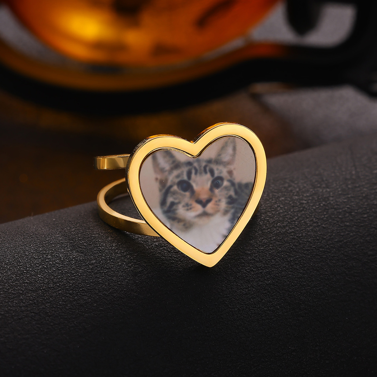 Personalized Photo Rings for Women - Custom Made Dainty Heart-Shaped