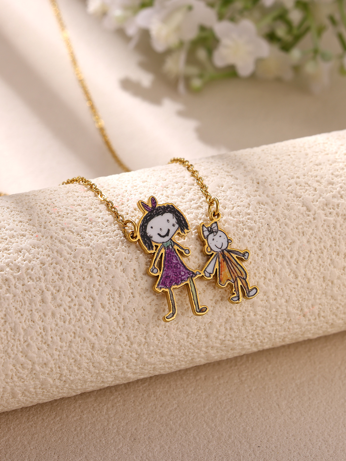 Custom Siblings Drawing Necklace