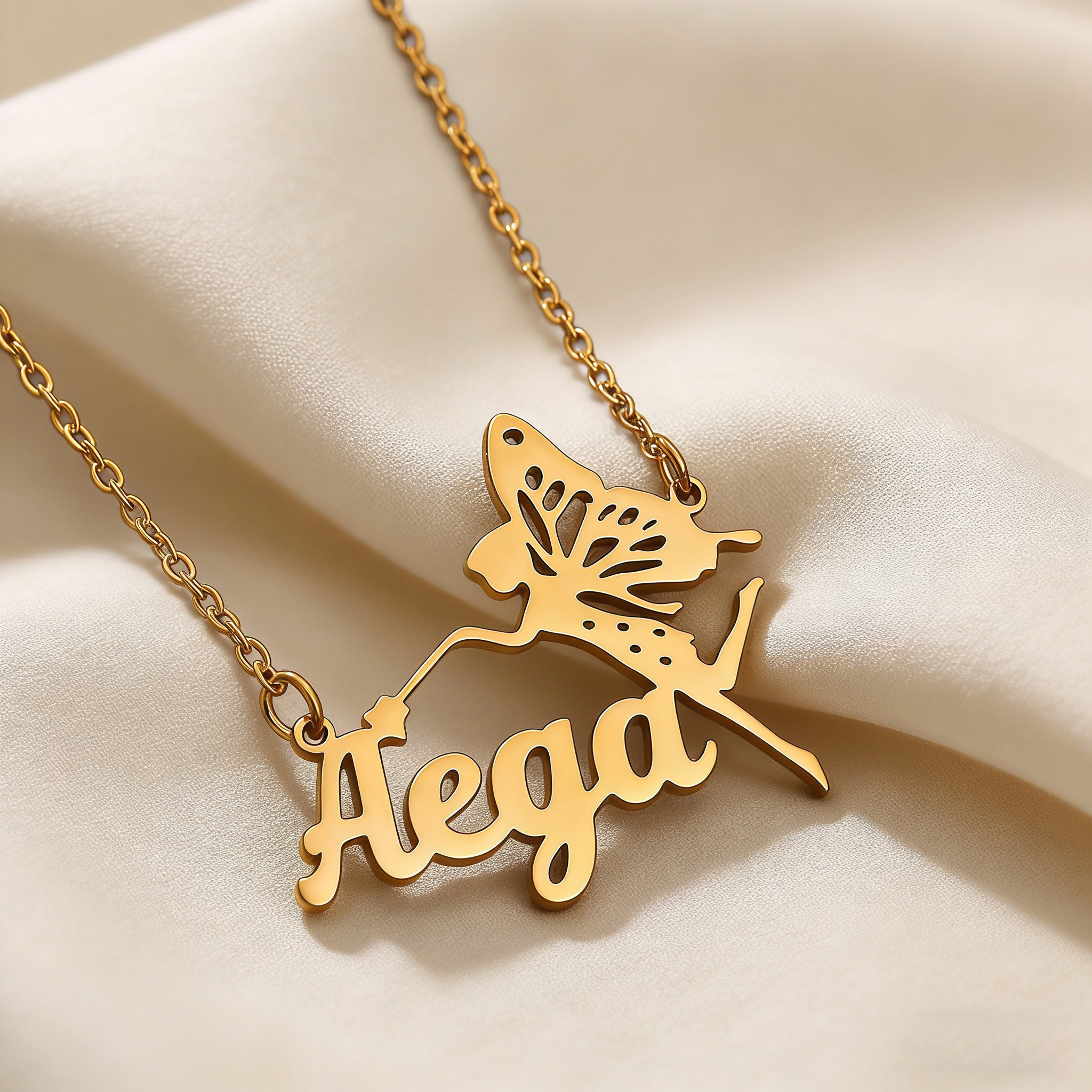 Personalized Name Necklace Customizable 18K Gold-Plated Pendant 