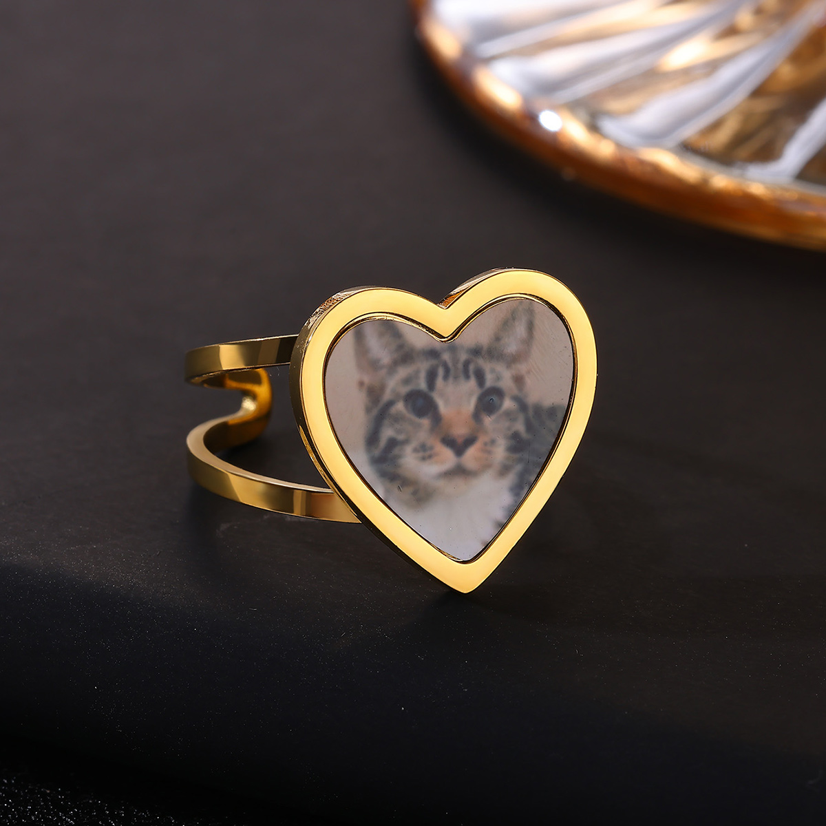 Personalized Photo Rings for Women - Custom Made Dainty Heart-Shaped