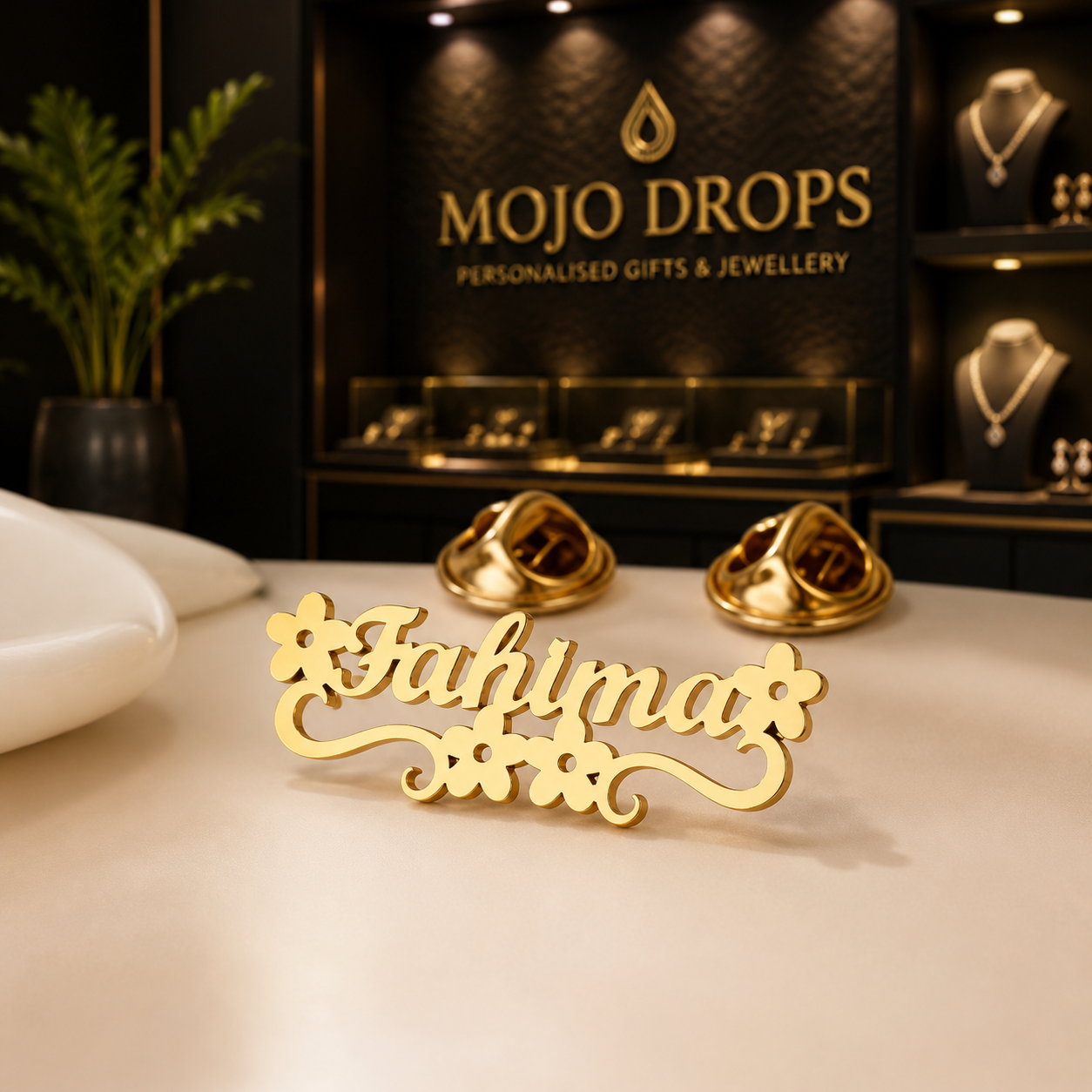 Floral Flourish Name Brooch