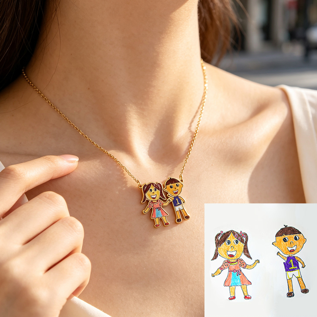 Custom Kids Drawing Necklace