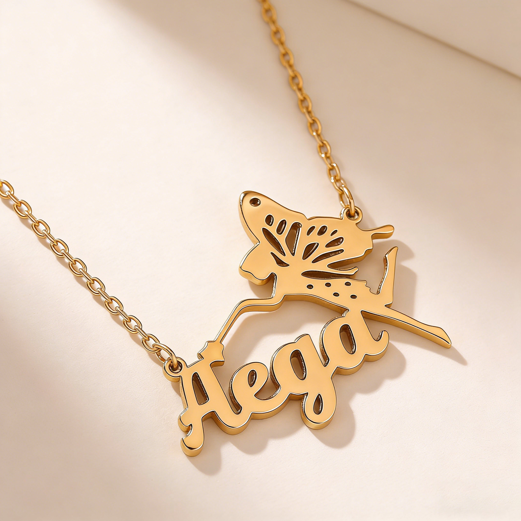 Personalized Name Necklace Customizable 18K Gold-Plated Pendant 