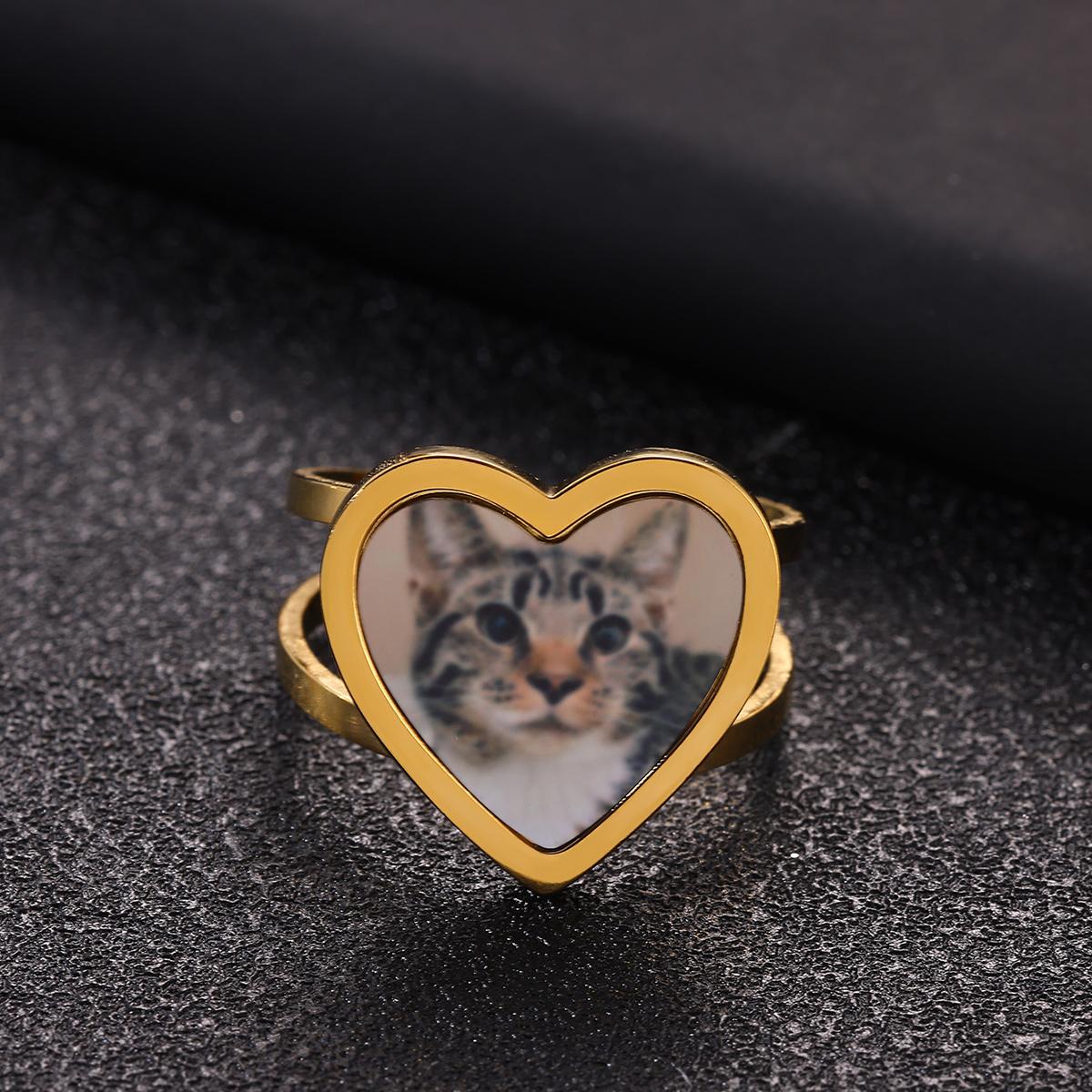 Personalized Photo Rings for Women - Custom Made Dainty Heart-Shaped