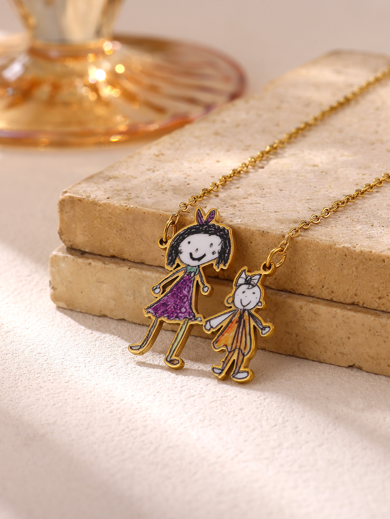 Custom Siblings Drawing Necklace