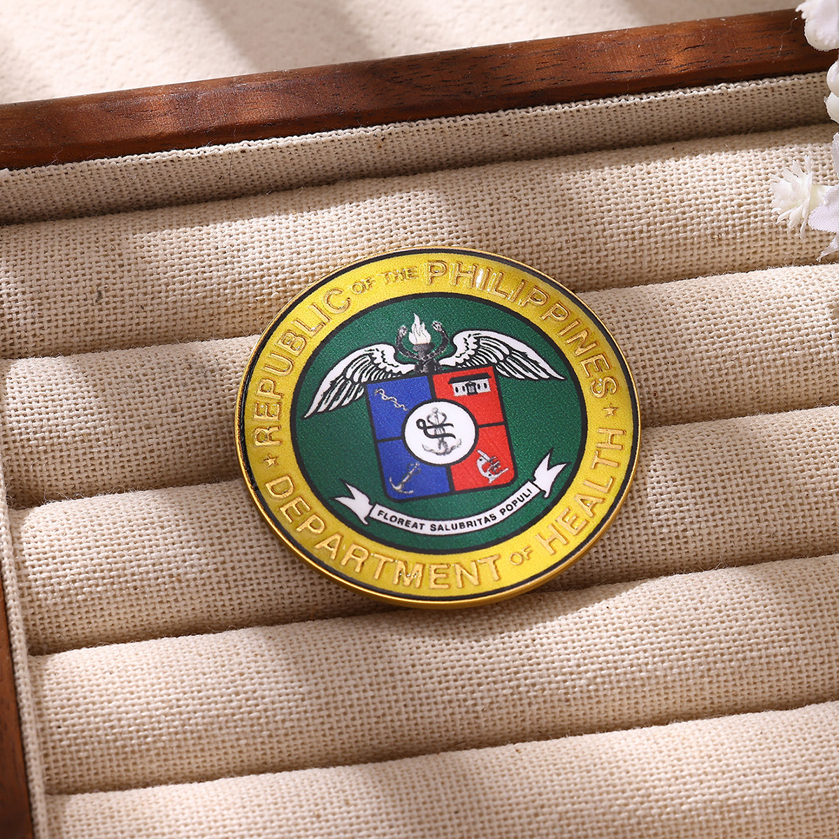 Republic of the Philippines Department of Health Emblem Lapel Pin
