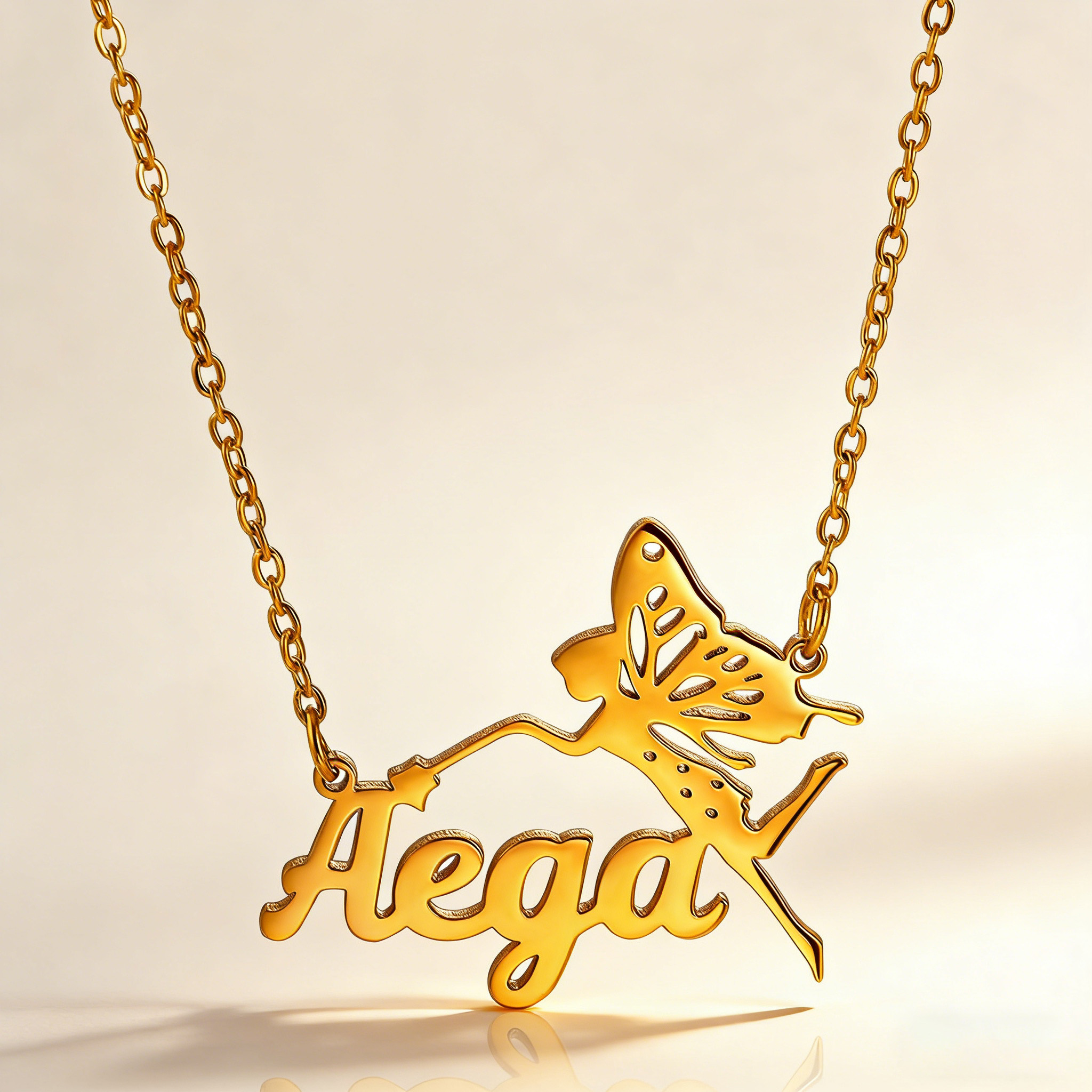 Personalized Name Necklace Customizable 18K Gold-Plated Pendant 
