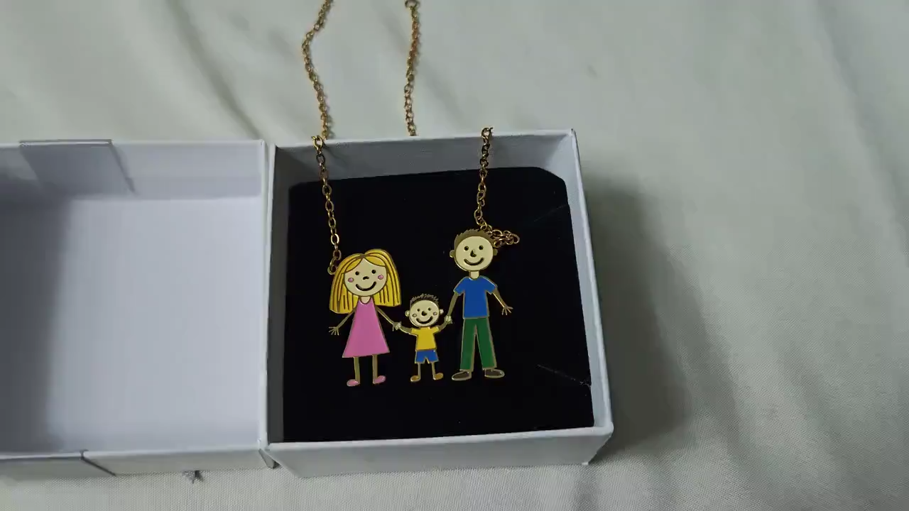 Custom Your Children Drawing Pendant Necklace