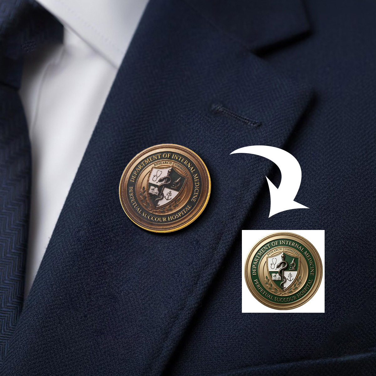 Department of Internal Medicine Perpetual Succour Hospital Commemorative Lapel Pin