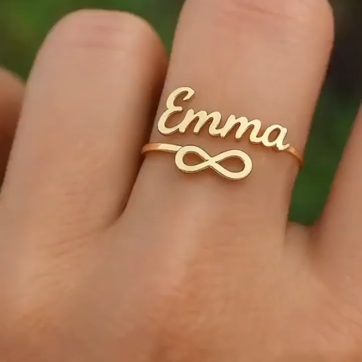 Custom Initial Rings for Women Girls - Valentines Day Gifts for Her, Adjustable Rings for Women