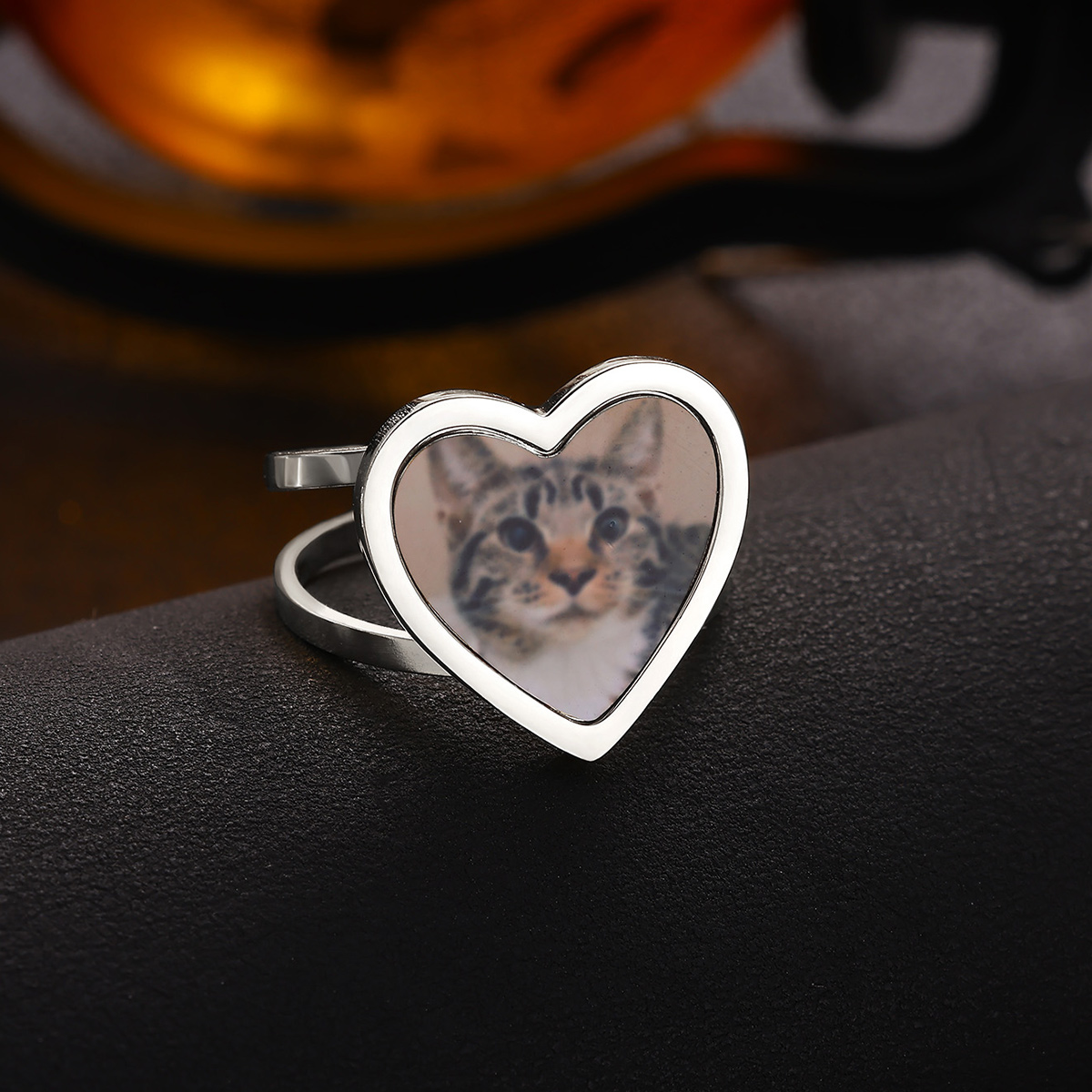 Personalized Photo Rings for Women - Custom Made Dainty Heart-Shaped
