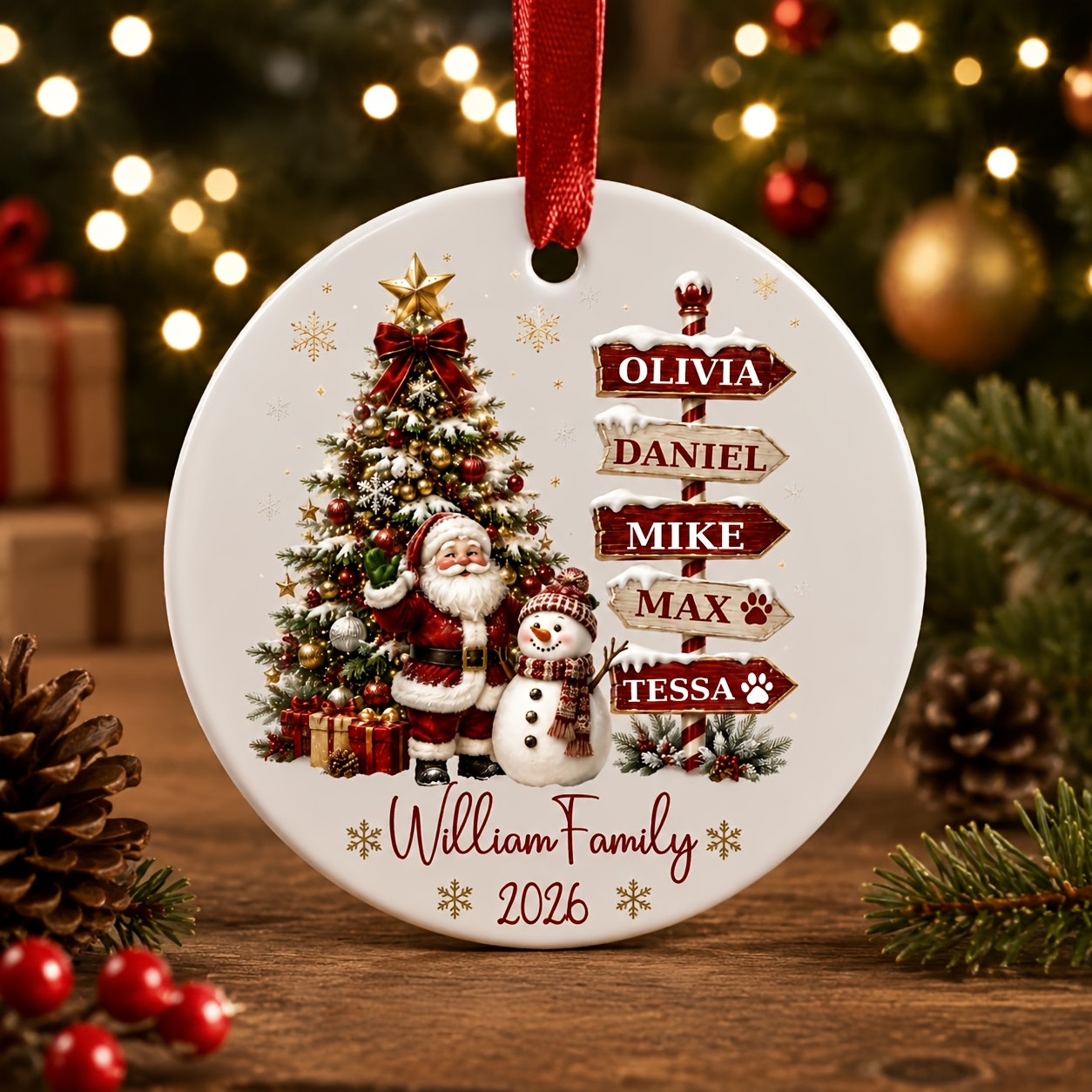 MOJO DROPS Custom Glass Name Christmas Ornament SPD576