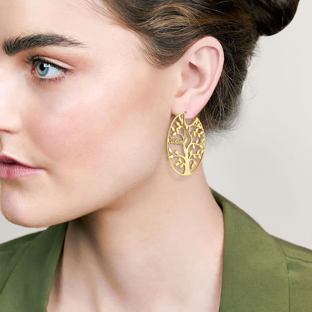 ED0646 Tree Circle Earrings