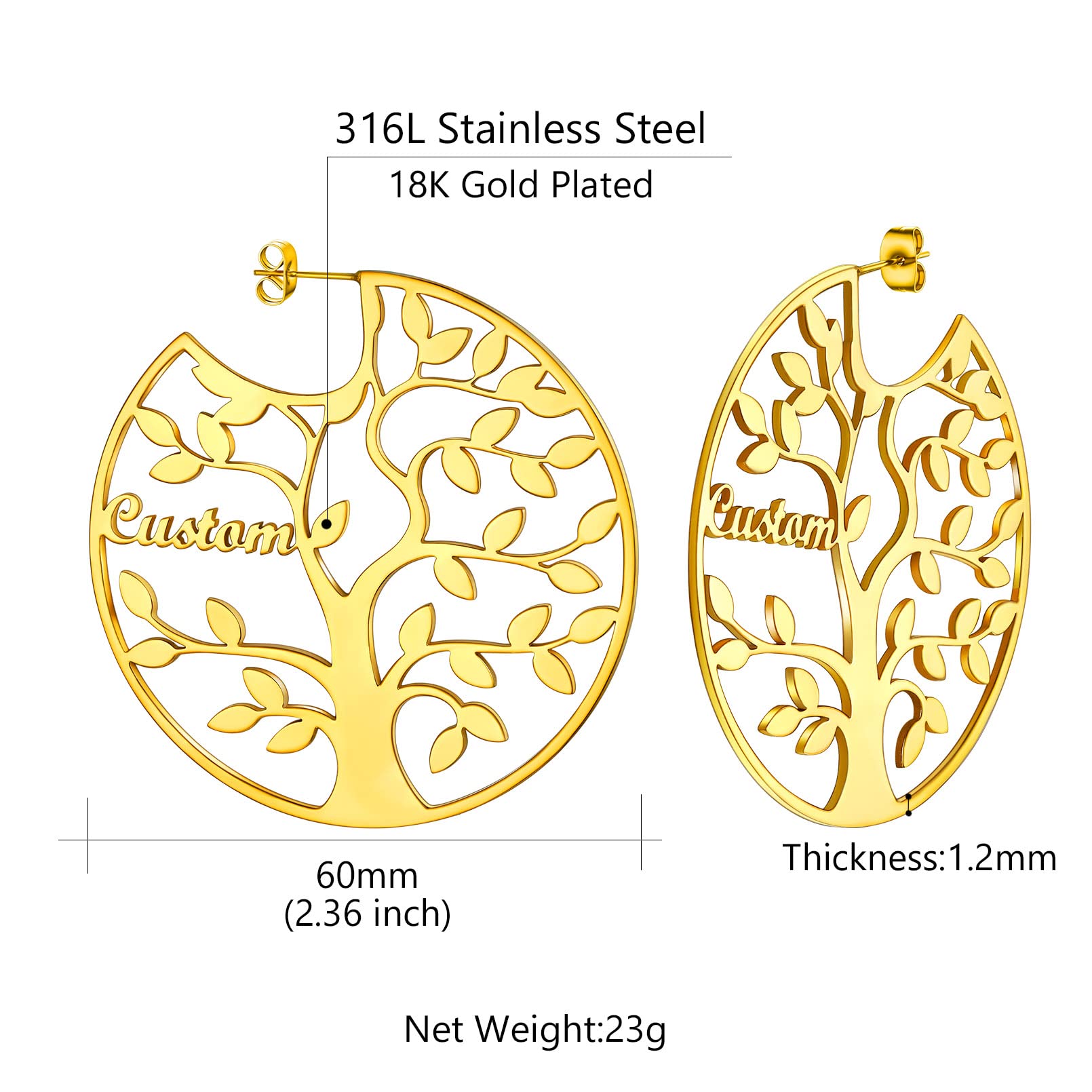 ED0646 Tree Circle Earrings