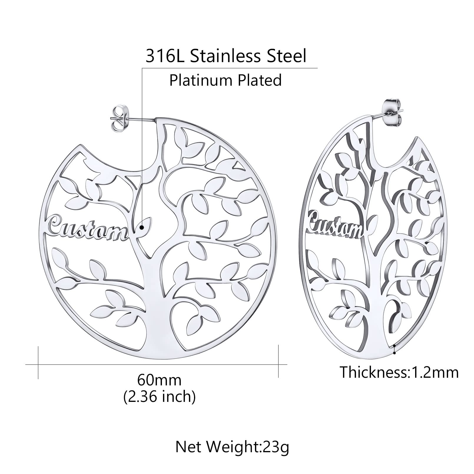 ED0646 Tree Circle Earrings