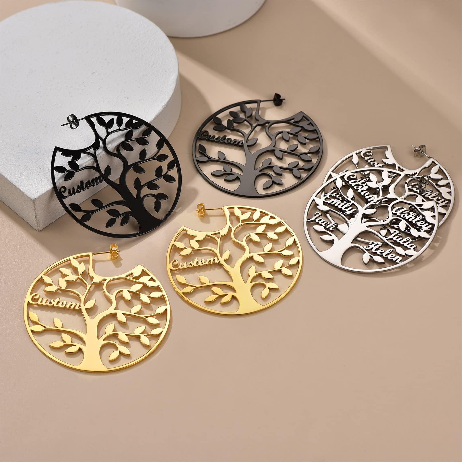 ED0646 Tree Circle Earrings