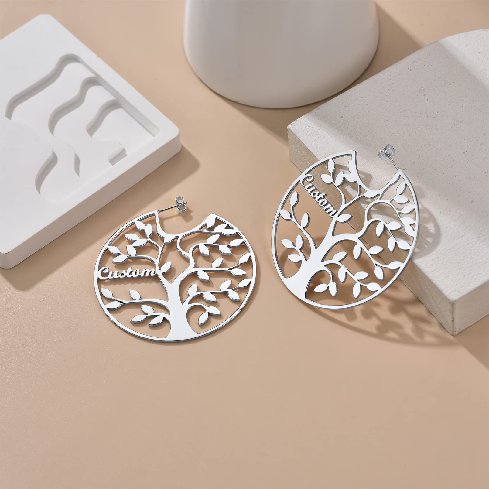 ED0646 Tree Circle Earrings