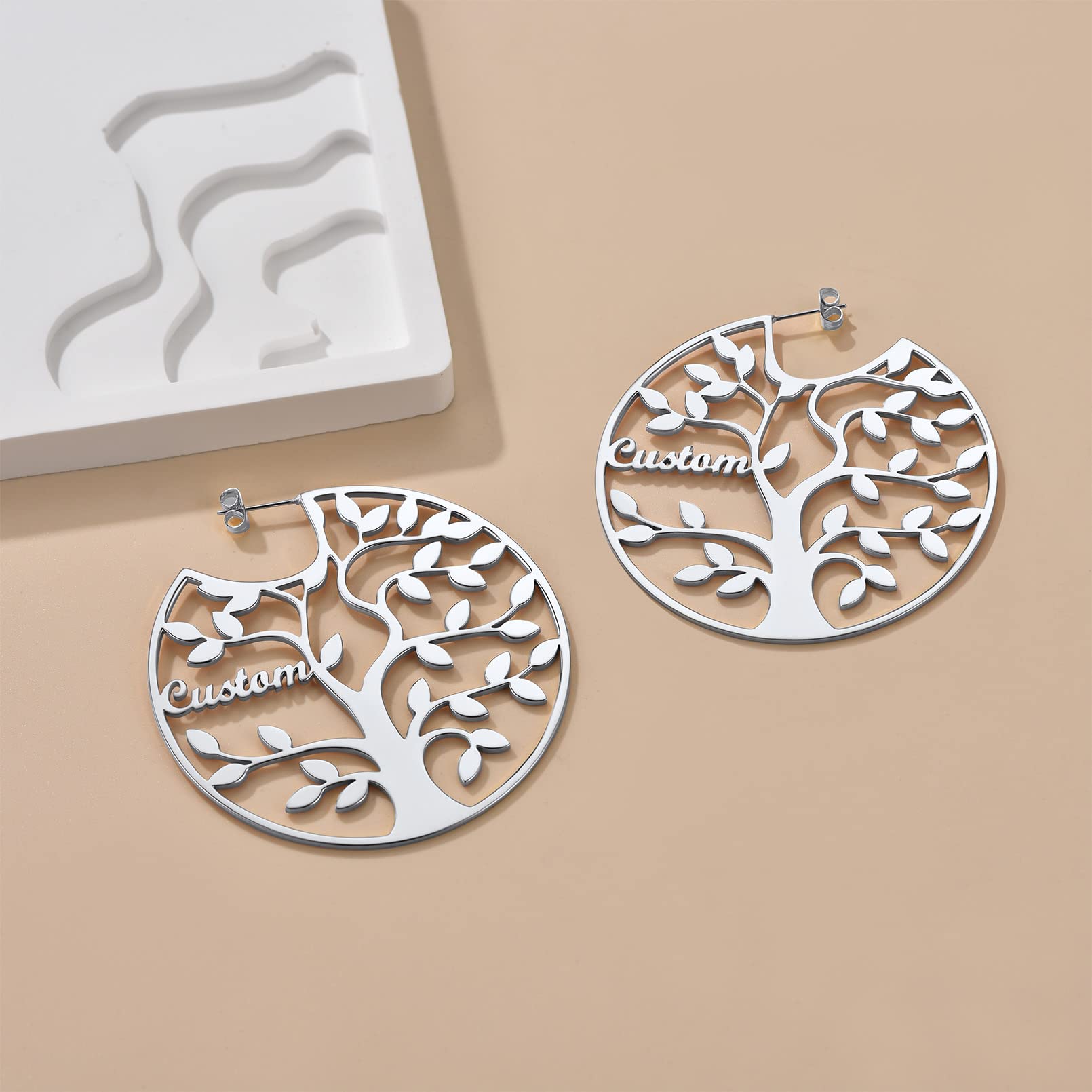 ED0646 Tree Circle Earrings