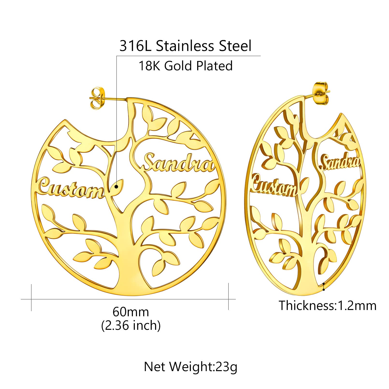 ED0646 Tree Circle Earrings