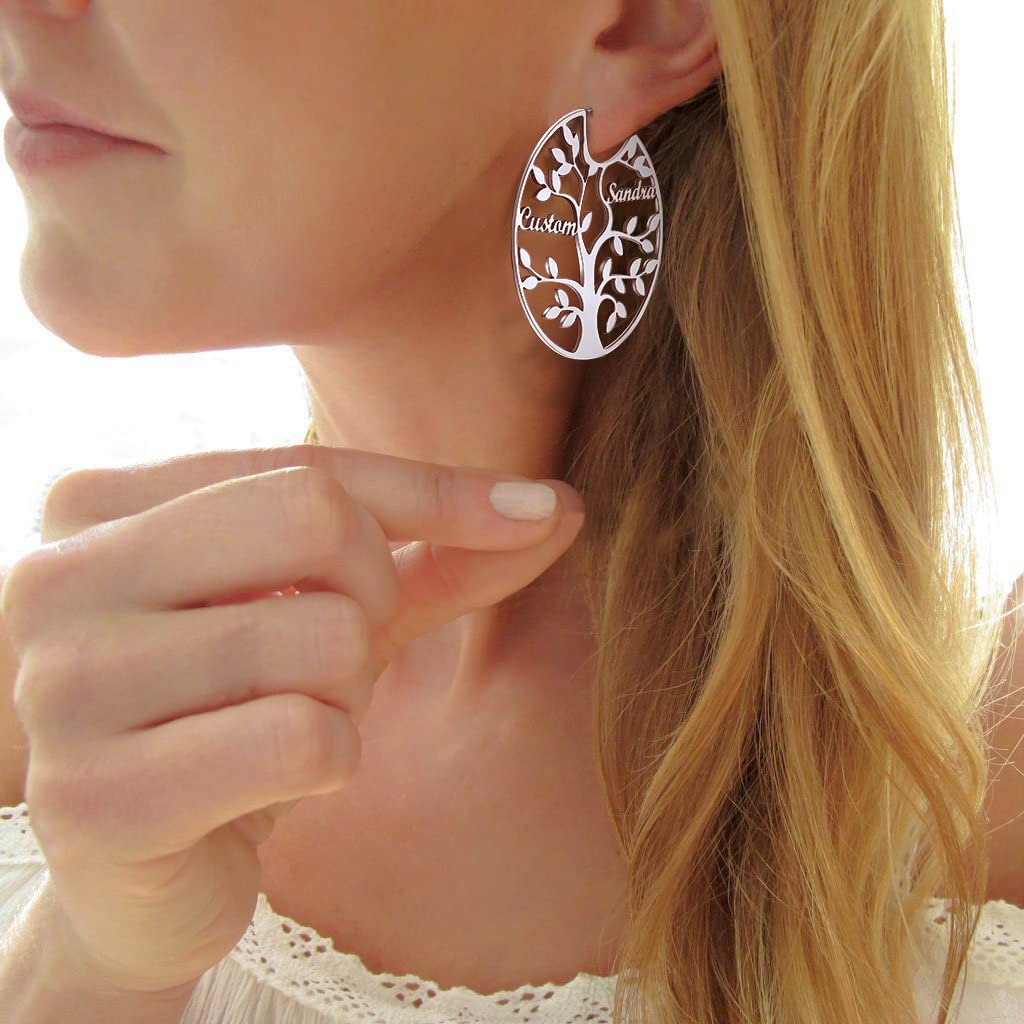 ED0646 Tree Circle Earrings