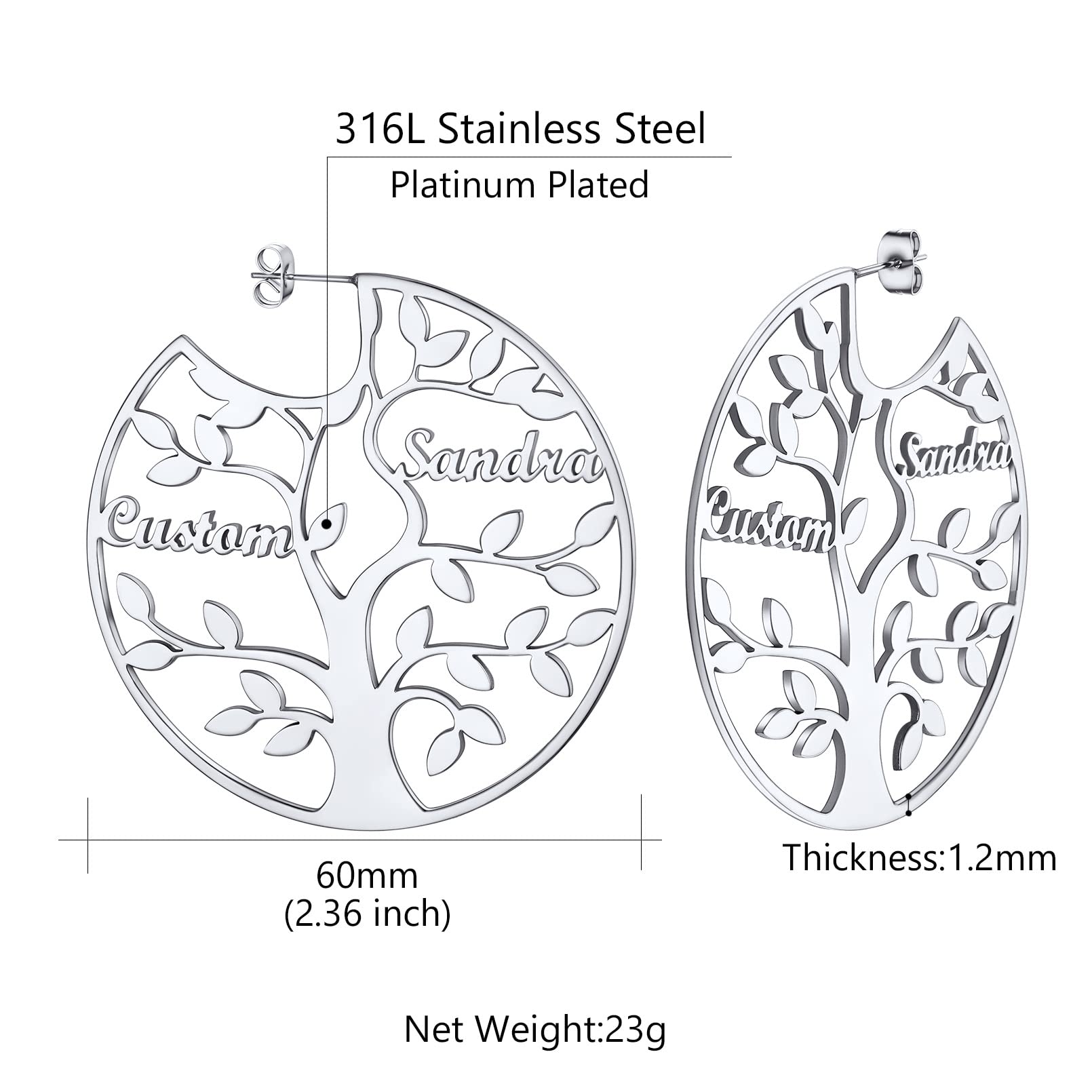 ED0646 Tree Circle Earrings