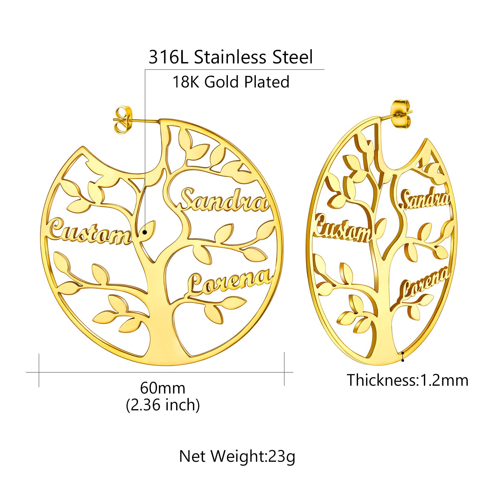ED0646 Tree Circle Earrings