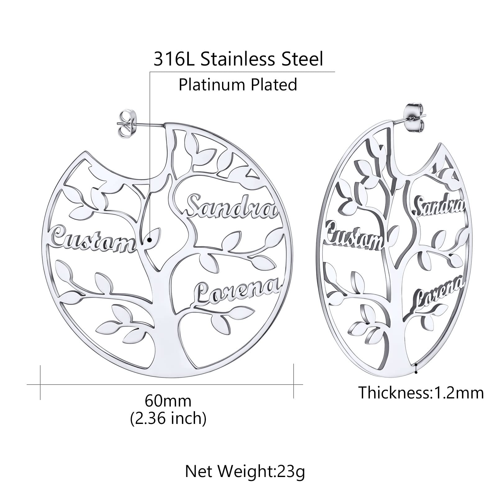 ED0646 Tree Circle Earrings