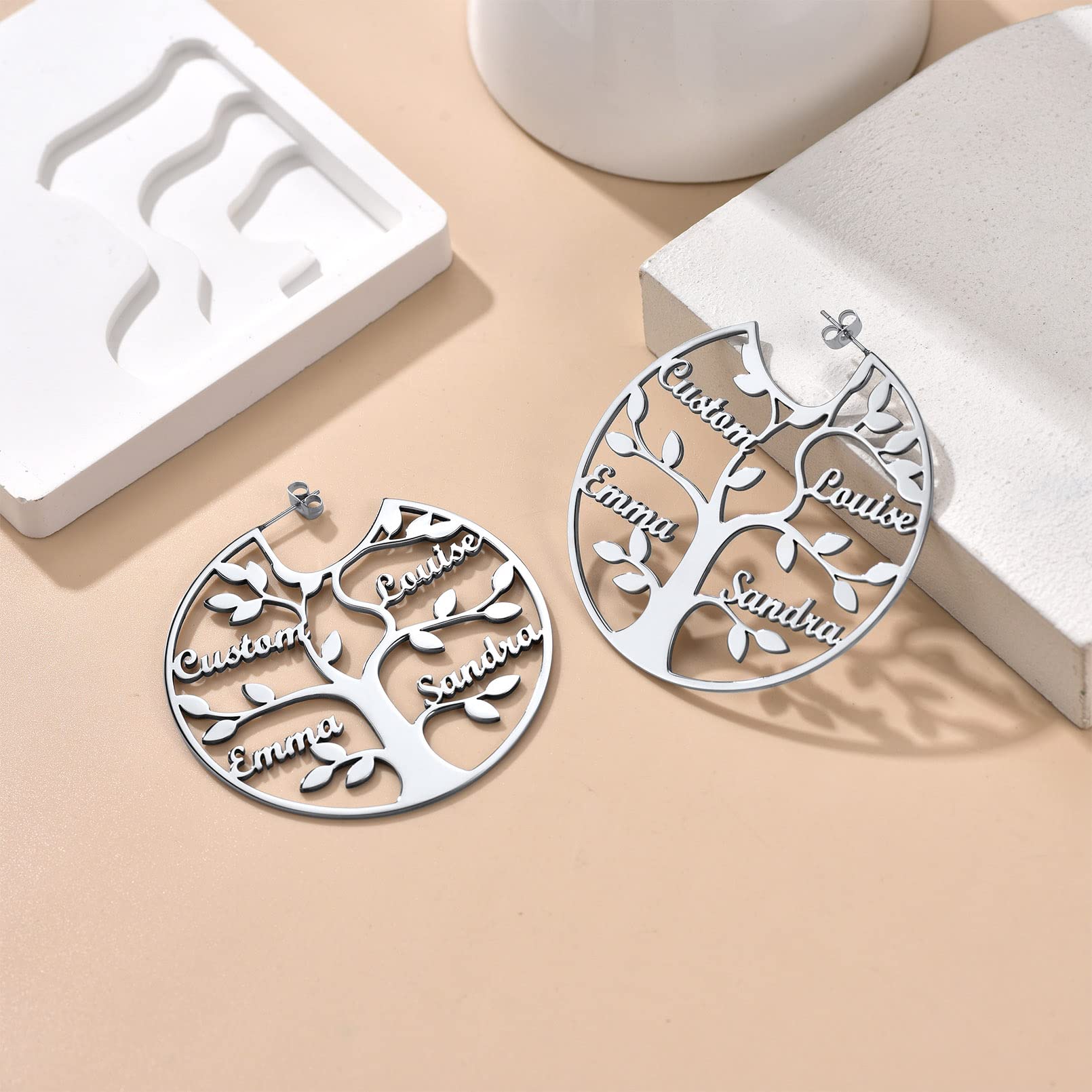 ED0646 Tree Circle Earrings