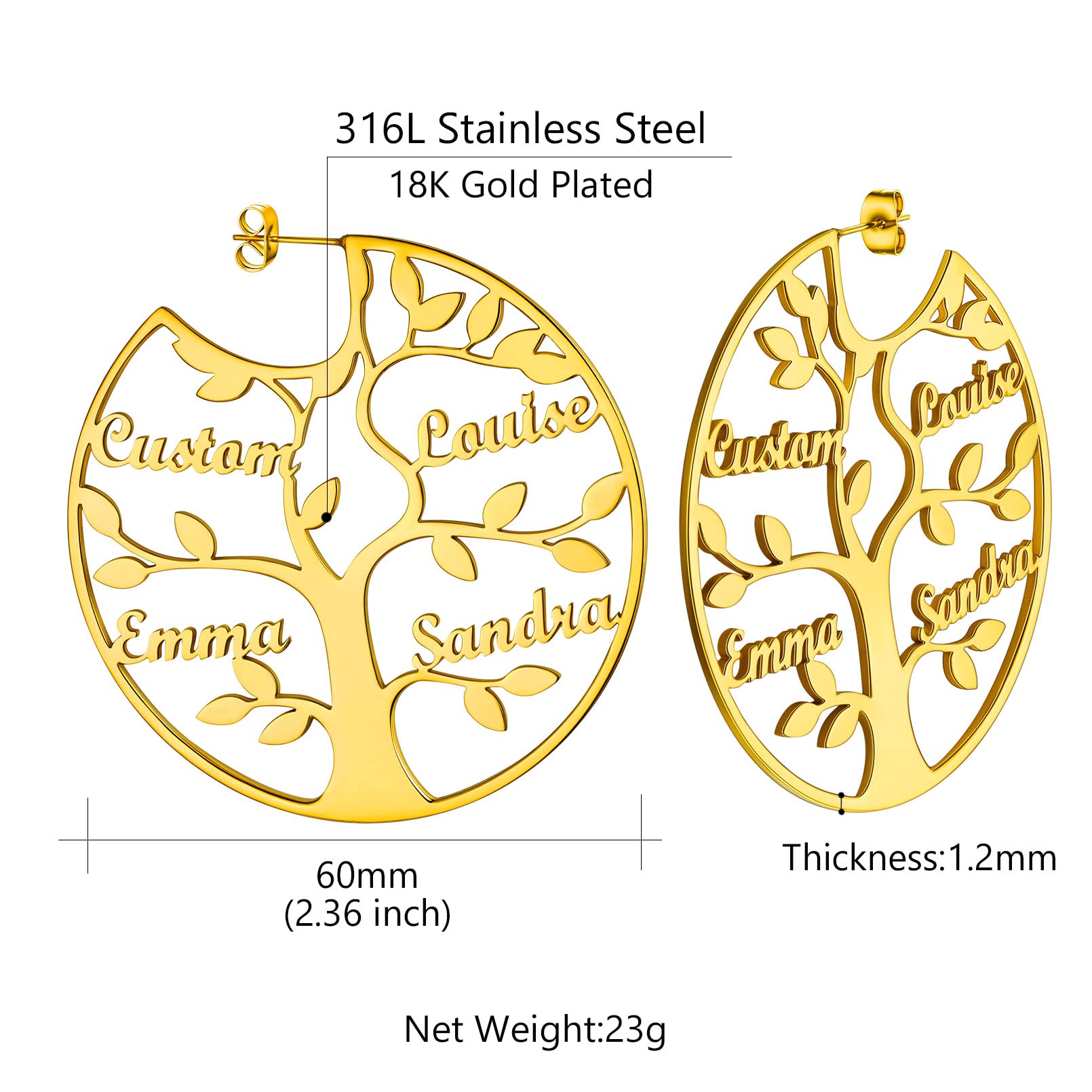 ED0646 Tree Circle Earrings